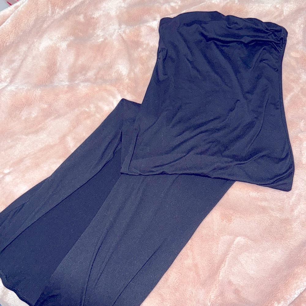Black tube long tube dress with slit on tight size m